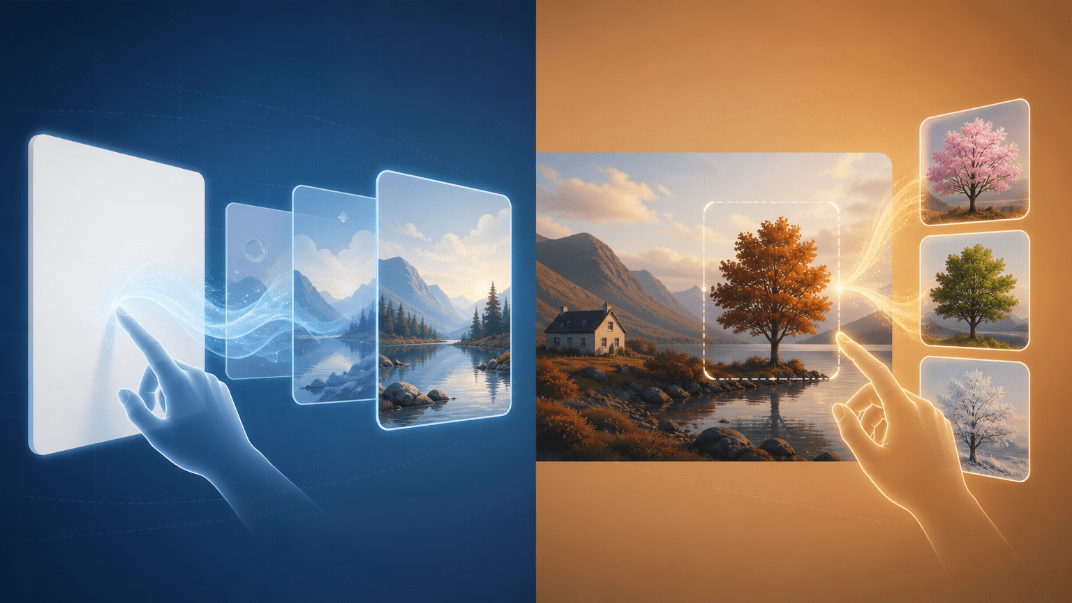 Comparación visual entre generar una imagen desde un lienzo en blanco y editar un elemento de una imagen existente.