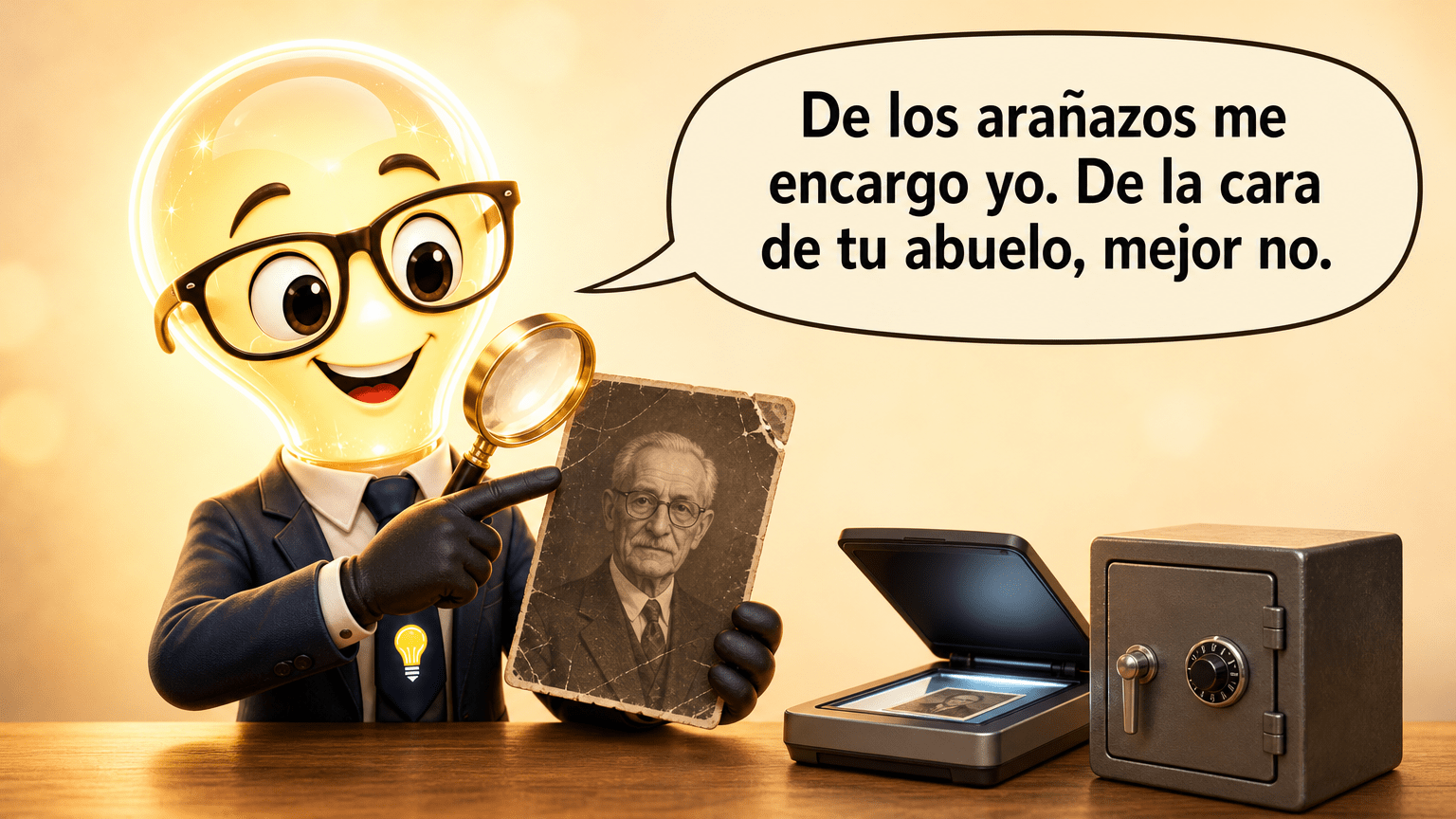 Sr. Idea: De los arañazos me encargo yo. De la cara de tu abuelo, mejor no.