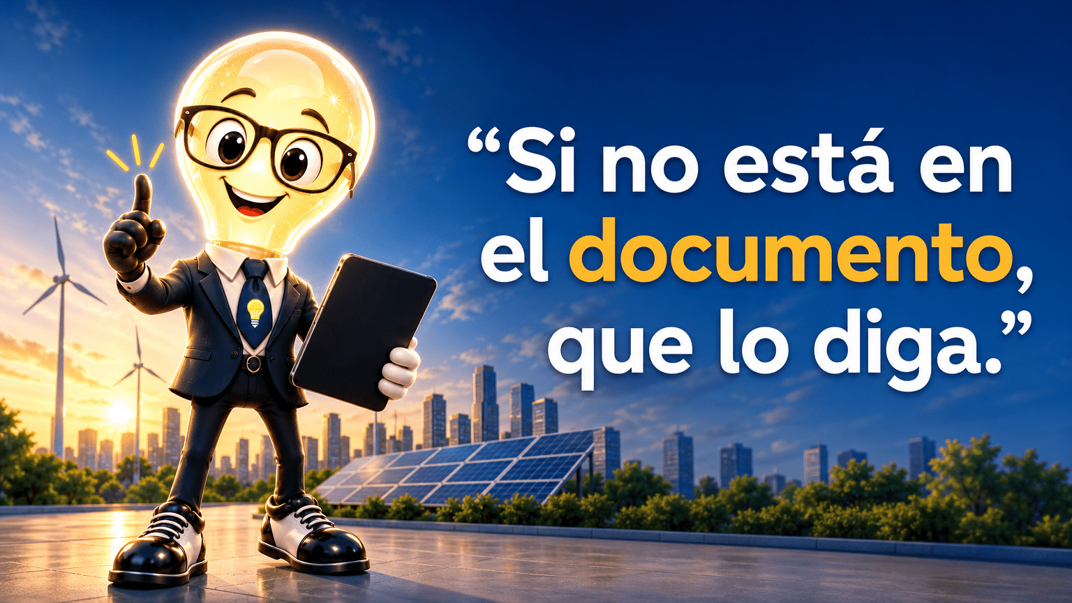 Tarjeta horizontal del Señor Idea con la intervención: «Si no está en el documento, que lo diga.»