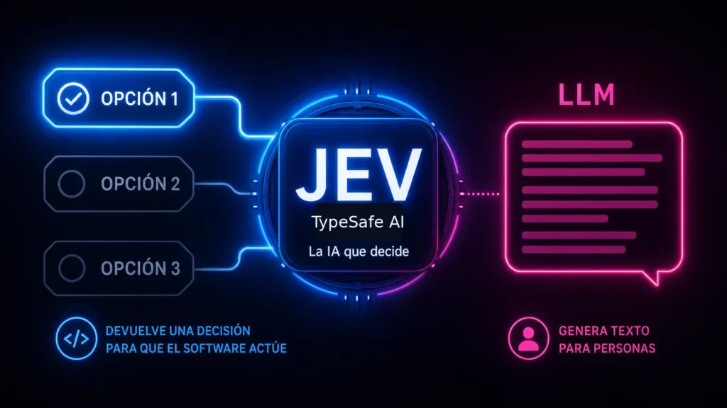 Portada de Jev, el modelo de TypeSafe AI que devuelve decisiones estructuradas en lugar de generar texto