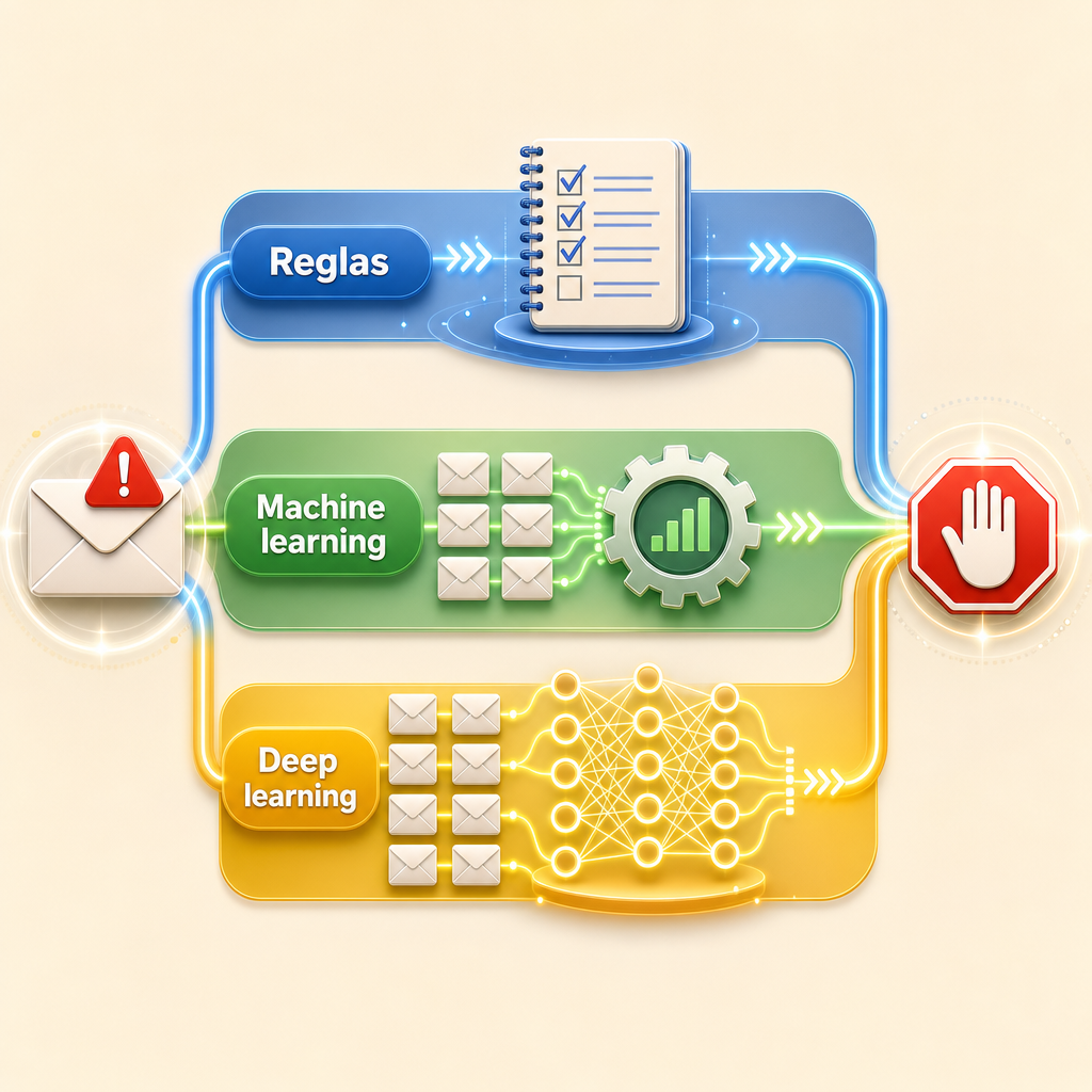 Tres carriles equivalentes para detectar correo basura: reglas, machine learning y deep learning