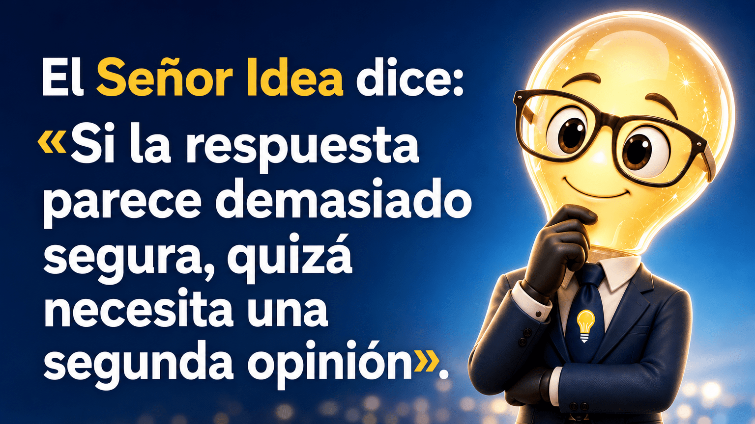 El Señor Idea dice: «Si la respuesta parece demasiado segura, quizá necesita una segunda opinión».